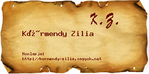 Körmendy Zilia névjegykártya